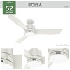image:imageHunter 52 Bolsa Indoor Ceiling Fan with LED Light Remote Matte Black  SureSpeed high velocity airflow 6speed DC motor and 3 downrod support living rooms bedrooms offices or great roomsFresh White