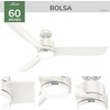 image:imageHunter 52 Bolsa Indoor Ceiling Fan with LED Light Remote Matte Black  SureSpeed high velocity airflow 6speed DC motor and 3 downrod support living rooms bedrooms offices or great roomsFresh White