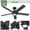 image:imageHunter 52 Inch Indoor Ceiling Fan with LED Light and Remote Control  White Modern Ceiling Fan 5 Blades and 6 Speed WhisperWind Motor For Bedroom Living Room or Kitchen ENERGY STAR  Erling 52851Matte Black