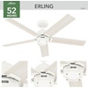 image:imageHunter 52 Inch Indoor Ceiling Fan with LED Light and Remote Control  White Modern Ceiling Fan 5 Blades and 6 Speed WhisperWind Motor For Bedroom Living Room or Kitchen ENERGY STAR  Erling 52851Fresh White