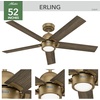 image:imageHunter 52 Inch Indoor Ceiling Fan with LED Light and Remote Control  White Modern Ceiling Fan 5 Blades and 6 Speed WhisperWind Motor For Bedroom Living Room or Kitchen ENERGY STAR  Erling 52851Luxe Gold