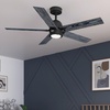 image:imageHunter 52 Inch Indoor Ceiling Fan with LED Light and Remote Control  White Modern Ceiling Fan 5 Blades and 6 Speed WhisperWind Motor For Bedroom Living Room or Kitchen ENERGY STAR  Erling 52851Matte Black