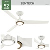 image:imageHunter 52 ZenTech Outdoor Smart Ceiling Fan LED Light Remote White  ENERGY STAR certified with Apple Google Alexa support and covered outdoor use for bedrooms living rooms or patiosFresh White