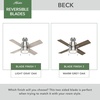 image:imageHunter 52 inch Beck Fresh White Ceiling Fan with LED Light Kit and Pull Chain  Standard Mount Pull Chain 4 Blades For Bedroom Living Room Kitchen 51744Brushed Nickel