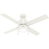 image:imageHunter 52 inch Beck Fresh White Ceiling Fan with LED Light Kit and Pull Chain  Standard Mount Pull Chain 4 Blades For Bedroom Living Room Kitchen 51744Fresh White
