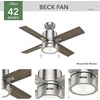 image:imageHunter 52 inch Beck Fresh White Ceiling Fan with LED Light Kit and Pull Chain  Standard Mount Pull Chain 4 Blades For Bedroom Living Room Kitchen 51744Brushed Nickel