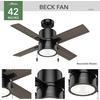 image:imageHunter 52 inch Beck Fresh White Ceiling Fan with LED Light Kit and Pull Chain  Standard Mount Pull Chain 4 Blades For Bedroom Living Room Kitchen 51744Matte Black