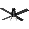 image:imageHunter 52 inch Beck Fresh White Ceiling Fan with LED Light Kit and Pull Chain  Standard Mount Pull Chain 4 Blades For Bedroom Living Room Kitchen 51744Matte Black