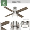 image:imageHunter 52 inch Beck Fresh White Ceiling Fan with LED Light Kit and Pull Chain  Standard Mount Pull Chain 4 Blades For Bedroom Living Room Kitchen 51744Brushed Nickel