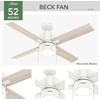 image:imageHunter 52 inch Beck Fresh White Ceiling Fan with LED Light Kit and Pull Chain  Standard Mount Pull Chain 4 Blades For Bedroom Living Room Kitchen 51744Fresh White