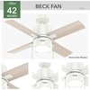 image:imageHunter 52 inch Beck Fresh White Ceiling Fan with LED Light Kit and Pull Chain  Standard Mount Pull Chain 4 Blades For Bedroom Living Room Kitchen 51744Fresh White