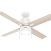 image:imageHunter 52 inch Beck Fresh White Ceiling Fan with LED Light Kit and Pull Chain  Standard Mount Pull Chain 4 Blades For Bedroom Living Room Kitchen 51744Fresh White