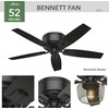 image:imageHunter 52 inch Indoor Ceiling Fan with LED Light and Remote Control  Black Ceiling Fan Low Profile Flush Mount 5 Blades For Bedroom Living Room or Kitchen Quiet  Bennett 53393 Matte Black  with LED Light and Remote Control Low Profile Flush Mount For Bedroom Living Room Kitchen 53393Matte Black