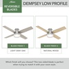 image:imageHunter 52 inch Indoor Ceiling Fan with LED Light and Remote Control  White Modern Ceiling Fan Low Profile Mount 4 Blades For Bedroom Living Room or Kitchen Quiet  Dempsey 59242 Fresh White  with LED Light and Remote Control Low Profile Mount 4 Blades For Bedroom Living Room Kitchen 59242Brushed Nickel  Light Gray Oak