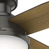 image:imageHunter 52 inch Indoor Ceiling Fan with LED Light and Remote Control  White Modern Ceiling Fan Low Profile Mount 4 Blades For Bedroom Living Room or Kitchen Quiet  Dempsey 59242 Fresh White  with LED Light and Remote Control Low Profile Mount 4 Blades For Bedroom Living Room Kitchen 59242Clear