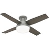 image:imageHunter 52 inch Indoor Ceiling Fan with LED Light and Remote Control  White Modern Ceiling Fan Low Profile Mount 4 Blades For Bedroom Living Room or Kitchen Quiet  Dempsey 59242 Fresh White  with LED Light and Remote Control Low Profile Mount 4 Blades For Bedroom Living Room Kitchen 59242Silver