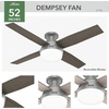 image:imageHunter 52 inch Indoor Ceiling Fan with LED Light and Remote Control  White Modern Ceiling Fan Low Profile Mount 4 Blades For Bedroom Living Room or Kitchen Quiet  Dempsey 59242 Fresh White  with LED Light and Remote Control Low Profile Mount 4 Blades For Bedroom Living Room Kitchen 59242Silver