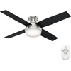 image:imageHunter 52 inch Indoor Ceiling Fan with LED Light and Remote Control  White Modern Ceiling Fan Low Profile Mount 4 Blades For Bedroom Living Room or Kitchen Quiet  Dempsey 59242 Fresh White  with LED Light and Remote Control Low Profile Mount 4 Blades For Bedroom Living Room Kitchen 59242Brushed Nickel  Chocolate Oak