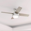 image:imageHunter 52 inch Indoor Ceiling Fan with LED Light and Remote Control  White Modern Ceiling Fan Low Profile Mount 4 Blades For Bedroom Living Room or Kitchen Quiet  Dempsey 59242 Fresh White  with LED Light and Remote Control Low Profile Mount 4 Blades For Bedroom Living Room Kitchen 59242Brushed Nickel  Light Gray Oak