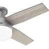 image:imageHunter 52 inch Indoor Ceiling Fan with LED Light and Remote Control  White Modern Ceiling Fan Low Profile Mount 4 Blades For Bedroom Living Room or Kitchen Quiet  Dempsey 59242 Fresh White  with LED Light and Remote Control Low Profile Mount 4 Blades For Bedroom Living Room Kitchen 59242Silver