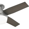 image:imageHunter 52 inch Indoor Ceiling Fan with LED Light and Remote Control  White Modern Ceiling Fan Low Profile Mount 4 Blades For Bedroom Living Room or Kitchen Quiet  Dempsey 59242 Fresh White  with LED Light and Remote Control Low Profile Mount 4 Blades For Bedroom Living Room Kitchen 59242Silver