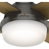 image:imageHunter 52 inch Indoor Ceiling Fan with LED Light and Remote Control  White Modern Ceiling Fan Low Profile Mount 4 Blades For Bedroom Living Room or Kitchen Quiet  Dempsey 59242 Fresh White  with LED Light and Remote Control Low Profile Mount 4 Blades For Bedroom Living Room Kitchen 59242Clear