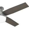 image:imageHunter 52 inch Indoor Ceiling Fan with LED Light and Remote Control  White Modern Ceiling Fan Low Profile Mount 4 Blades For Bedroom Living Room or Kitchen Quiet  Dempsey 59242 Fresh White  with LED Light and Remote Control Low Profile Mount 4 Blades For Bedroom Living Room Kitchen 59242Silver