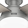 image:imageHunter 52 inch Indoor Ceiling Fan with LED Light and Remote Control  White Modern Ceiling Fan Low Profile Mount 4 Blades For Bedroom Living Room or Kitchen Quiet  Dempsey 59242 Fresh White  with LED Light and Remote Control Low Profile Mount 4 Blades For Bedroom Living Room Kitchen 59242Silver