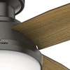 image:imageHunter 52 inch Indoor Ceiling Fan with LED Light and Remote Control  White Modern Ceiling Fan Low Profile Mount 4 Blades For Bedroom Living Room or Kitchen Quiet  Dempsey 59242 Fresh White  with LED Light and Remote Control Low Profile Mount 4 Blades For Bedroom Living Room Kitchen 59242Noble Bronze