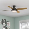 image:imageHunter 52 inch Indoor Ceiling Fan with LED Light and Remote Control  White Modern Ceiling Fan Low Profile Mount 4 Blades For Bedroom Living Room or Kitchen Quiet  Dempsey 59242 Fresh White  with LED Light and Remote Control Low Profile Mount 4 Blades For Bedroom Living Room Kitchen 59242Clear