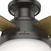 image:imageHunter 52 inch Indoor Ceiling Fan with LED Light and Remote Control  White Modern Ceiling Fan Low Profile Mount 4 Blades For Bedroom Living Room or Kitchen Quiet  Dempsey 59242 Fresh White  with LED Light and Remote Control Low Profile Mount 4 Blades For Bedroom Living Room Kitchen 59242Noble Bronze
