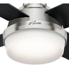 image:imageHunter 52 inch Indoor Ceiling Fan with LED Light and Remote Control  White Modern Ceiling Fan Low Profile Mount 4 Blades For Bedroom Living Room or Kitchen Quiet  Dempsey 59242 Fresh White  with LED Light and Remote Control Low Profile Mount 4 Blades For Bedroom Living Room Kitchen 59242Brushed Nickel  Chocolate Oak