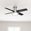 image:imageHunter 52 inch Indoor Ceiling Fan with LED Light and Remote Control  White Modern Ceiling Fan Low Profile Mount 4 Blades For Bedroom Living Room or Kitchen Quiet  Dempsey 59242 Fresh White  with LED Light and Remote Control Low Profile Mount 4 Blades For Bedroom Living Room Kitchen 59242Brushed Nickel  Chocolate Oak