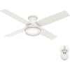 image:imageHunter 52 inch Indoor Ceiling Fan with LED Light and Remote Control  White Modern Ceiling Fan Low Profile Mount 4 Blades For Bedroom Living Room or Kitchen Quiet  Dempsey 59242 Fresh White  with LED Light and Remote Control Low Profile Mount 4 Blades For Bedroom Living Room Kitchen 59242Fresh White