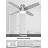 image:imageHunter 52 inch Indoor Ceiling Fan with LED Light and Remote Control  White Modern Ceiling Fan Low Profile Mount 4 Blades For Bedroom Living Room or Kitchen Quiet  Dempsey 59242 Fresh White  with LED Light and Remote Control Low Profile Mount 4 Blades For Bedroom Living Room Kitchen 59242Matte Black
