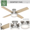 image:imageHunter 52 inch Indoor Ceiling Fan with LED Light and Remote Control  White Modern Ceiling Fan Low Profile Mount 4 Blades For Bedroom Living Room or Kitchen Quiet  Dempsey 59242 Fresh White  with LED Light and Remote Control Low Profile Mount 4 Blades For Bedroom Living Room Kitchen 59242Brushed Nickel  Light Gray Oak