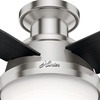 image:imageHunter 52 inch Indoor Ceiling Fan with LED Light and Remote Control  White Modern Ceiling Fan Low Profile Mount 4 Blades For Bedroom Living Room or Kitchen Quiet  Dempsey 59242 Fresh White  with LED Light and Remote Control Low Profile Mount 4 Blades For Bedroom Living Room Kitchen 59242Brushed Nickel  Chocolate Oak