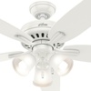 image:imageHunter 52 inch Indoor Ceiling Fan with LED Lights  Ceiling Fan with Pull Chain For Bedroom or Living Room Standard Mount No Remote 5 Blades Includes Bulbs  Newsome 53318 Brushed Nickel  with LED Lights Standard Mount 5 Blades For Bedroom Living Room Includes Bulbs 53318Fresh White