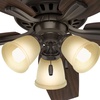 image:imageHunter 52 inch Indoor Ceiling Fan with LED Lights  Ceiling Fan with Pull Chain For Bedroom or Living Room Standard Mount No Remote 5 Blades Includes Bulbs  Newsome 53318 Brushed Nickel  with LED Lights Standard Mount 5 Blades For Bedroom Living Room Includes Bulbs 53318Premier Bronze