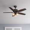 image:imageHunter 52 inch Indoor Ceiling Fan with LED Lights  Ceiling Fan with Pull Chain For Bedroom or Living Room Standard Mount No Remote 5 Blades Includes Bulbs  Newsome 53318 Brushed Nickel  with LED Lights Standard Mount 5 Blades For Bedroom Living Room Includes Bulbs 53318Premier Bronze