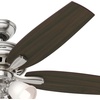 image:imageHunter 52 inch Indoor Ceiling Fan with LED Lights  Ceiling Fan with Pull Chain For Bedroom or Living Room Standard Mount No Remote 5 Blades Includes Bulbs  Newsome 53318 Brushed Nickel  with LED Lights Standard Mount 5 Blades For Bedroom Living Room Includes Bulbs 53318Brushed Nickel