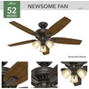 image:imageHunter 52 inch Indoor Ceiling Fan with LED Lights  Ceiling Fan with Pull Chain For Bedroom or Living Room Standard Mount No Remote 5 Blades Includes Bulbs  Newsome 53318 Brushed Nickel  with LED Lights Standard Mount 5 Blades For Bedroom Living Room Includes Bulbs 53318Premier Bronze