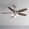image:imageHunter 52 inch Indoor Ceiling Fan with LED Lights  Ceiling Fan with Pull Chain For Bedroom or Living Room Standard Mount No Remote 5 Blades Includes Bulbs  Newsome 53318 Brushed Nickel  with LED Lights Standard Mount 5 Blades For Bedroom Living Room Includes Bulbs 53318Brushed Nickel
