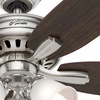 image:imageHunter 52 inch Indoor Ceiling Fan with LED Lights  Ceiling Fan with Pull Chain For Bedroom or Living Room Standard Mount No Remote 5 Blades Includes Bulbs  Newsome 53318 Brushed Nickel  with LED Lights Standard Mount 5 Blades For Bedroom Living Room Includes Bulbs 53318Brushed Nickel