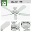 image:imageHunter 52 inch Outdoor or Indoor Ceiling Fan No Light  White Ceiling Fan without Light For Patio Porch Garage or Living Room Standard Mount 5 Blades Pull Chain  Sea Air 53054 White  Standard Mount Pull Chain 5 Blades For Living Room Patio Porch Garage 53054White