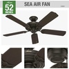 image:imageHunter 52 inch Outdoor or Indoor Ceiling Fan No Light  White Ceiling Fan without Light For Patio Porch Garage or Living Room Standard Mount 5 Blades Pull Chain  Sea Air 53054 White  Standard Mount Pull Chain 5 Blades For Living Room Patio Porch Garage 53054New Bronze
