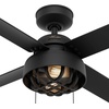 image:imageHunter 52 inch Outdoor or Indoor Ceiling Fan with LED Light and Pull Chain  Black Ceiling Fan Standard Mount 4 Blades For Patio Porch Garage or Living Room  Spring Mill 50336 Matte Black  with LED Light and Pull Chain Standard Mount 4 Blades For Living Room Patio Porch Garage 50336Matte Black