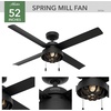 image:imageHunter 52 inch Outdoor or Indoor Ceiling Fan with LED Light and Pull Chain  Black Ceiling Fan Standard Mount 4 Blades For Patio Porch Garage or Living Room  Spring Mill 50336 Matte Black  with LED Light and Pull Chain Standard Mount 4 Blades For Living Room Patio Porch Garage 50336Matte Black