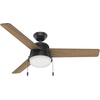 image:imageHunter 52 inch Outdoor or Indoor Ceiling Fan with LED Light and Pull Chain  Black Modern Ceiling Fan Standard Mount 3 Blades For Patio Porch Garage or Living Room  Aker 50386 Matte Black  with LED Light and Pull Chain Standard Mount 3 Blades For Living Room Patio Porch Garage 50386Matte Black finish