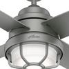 image:imageHunter 54 inch Outdoor or Indoor Ceiling Fan with LED Light  Black Ceiling Fan with Wall Control For Patio Garage or Porch Quiet Standard Mount 4 Blades  Searow 55086 Matte Black  with LED Light Standard Mount Wall Control 4 Blades For Patio Porch Garage 55086Matte Silver